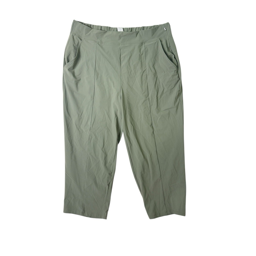 Marika Nylon Green Pleated Pants XXL Womens Pockets Stretch Straight Activewear